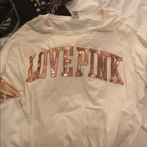 pink half sleeve sequence shirt